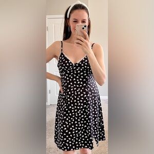 🌸 3/$15 Black Floral Slip Dress with Lace Trim